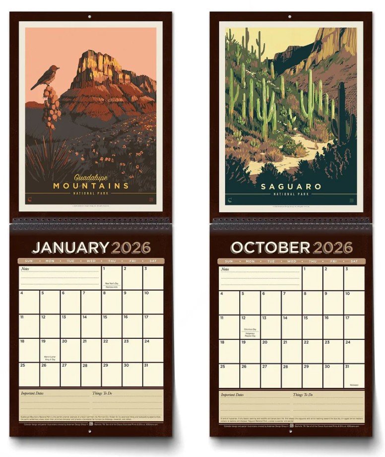 national parks calendar 2